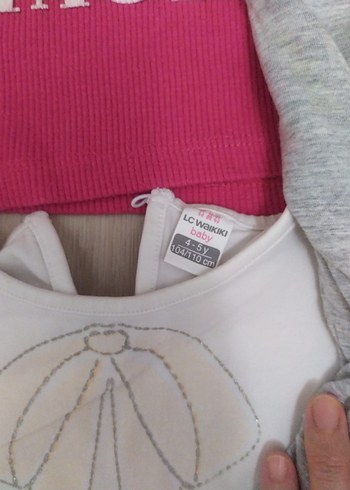 5 Yaş Beden pembe Renk Kız Çocuk Renkli Pamuklu Tişörtler