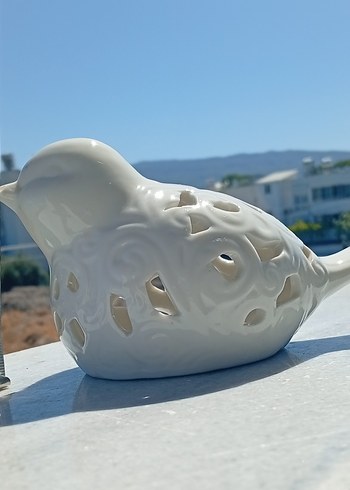 Beden Beyaz Seramik Kuş Biblosu