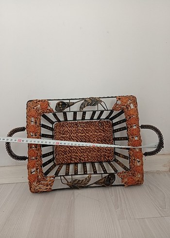 Kahverengi Hasır ve Metal Sepet - Görsel 2