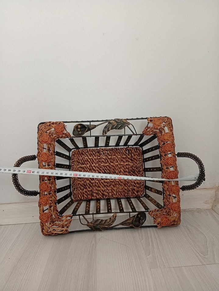 Kahverengi Hasır ve Metal Sepet - Görsel 2