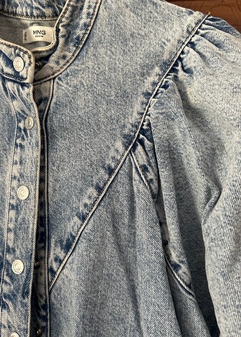 Mango Gri Uzun Denim Tulum, Kuşaklı, Bol Kesim