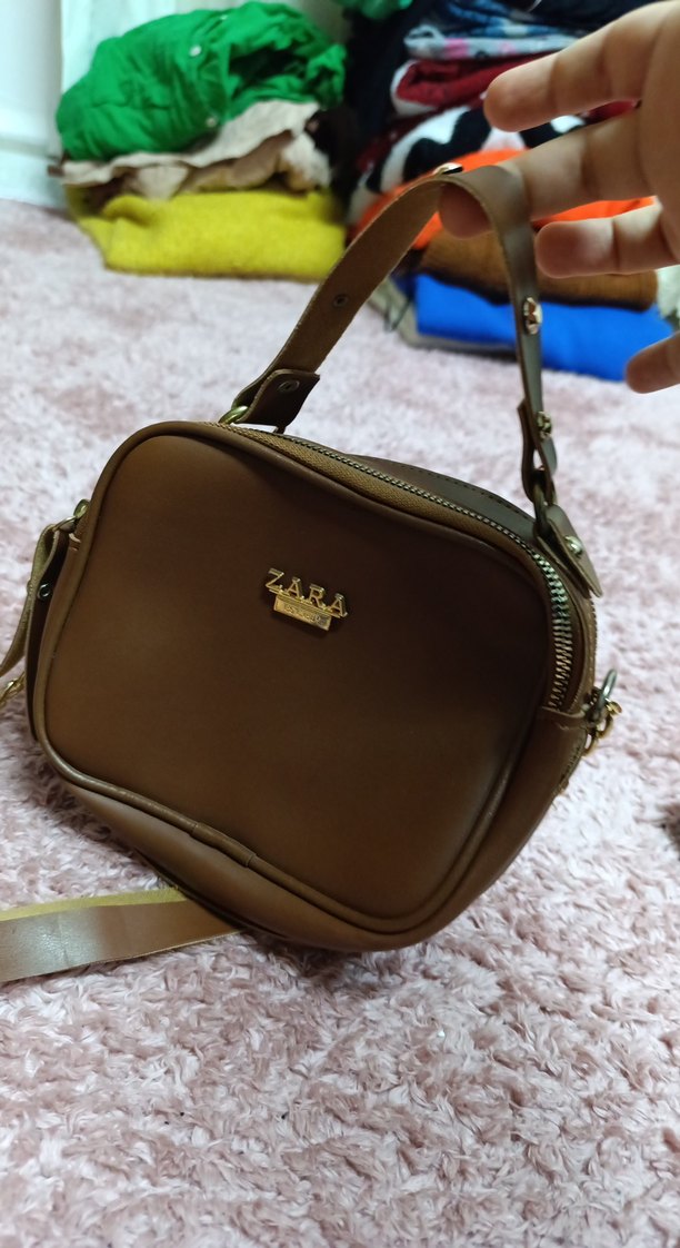 Zara Kahverengi Deri Fermuarlı Kadın Çanta - Görsel 2