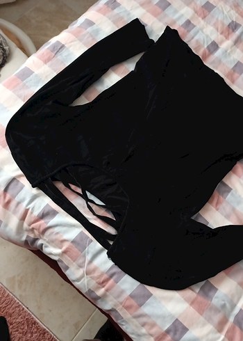 Siyah Drapeli Strappy Bluzu - Görsel 2