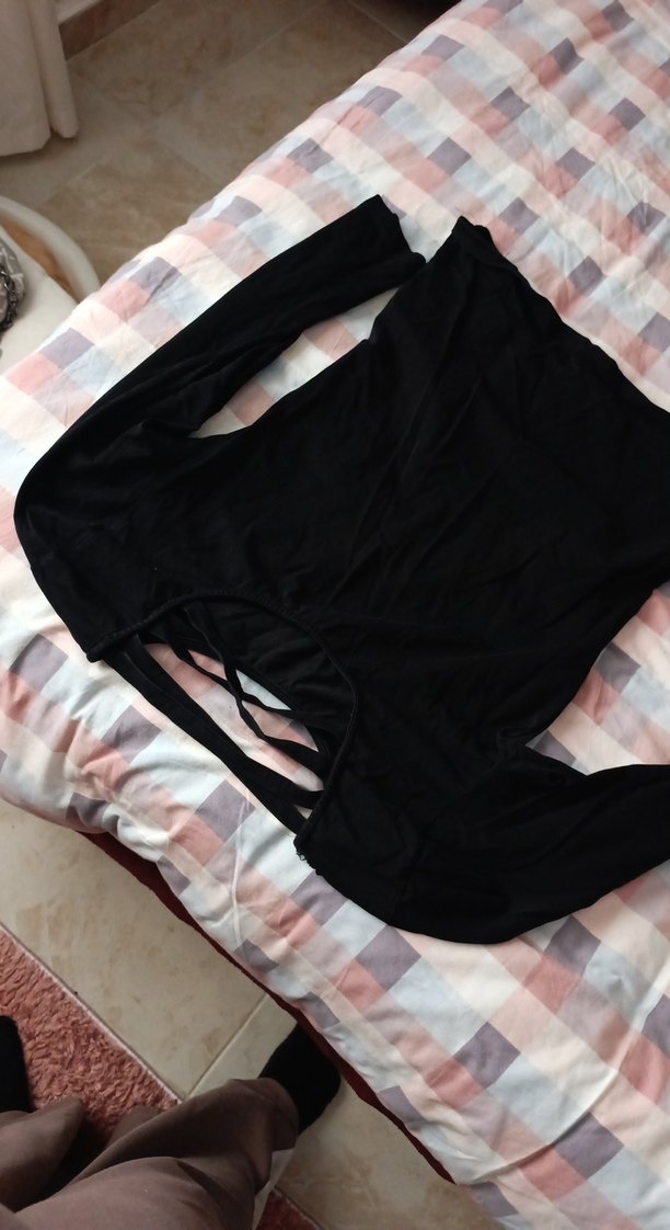 Siyah Drapeli Strappy Bluzu - Görsel 2