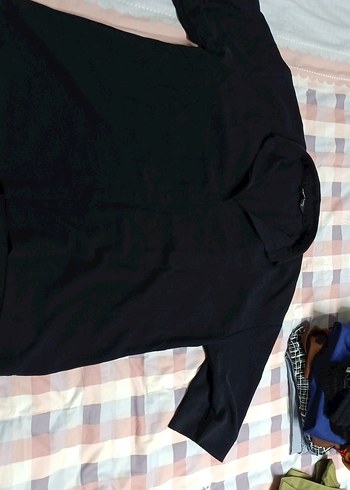 Siyah Keten Kadın Gömlek, Düğmeli, Kısa Kollu - Görsel 2