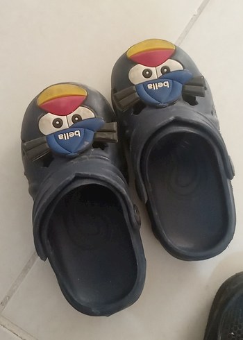 24 Beden mavi Renk Çocuk Mavi Tokalı Kauçuk Terlik