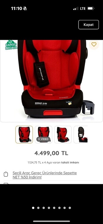 Baby Plus Marka Bebek oto koltuğu 16-35 kg isofix li