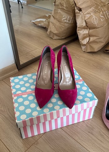 Pembe Süet Stiletto Kadın Ayakkabı - Görsel 4