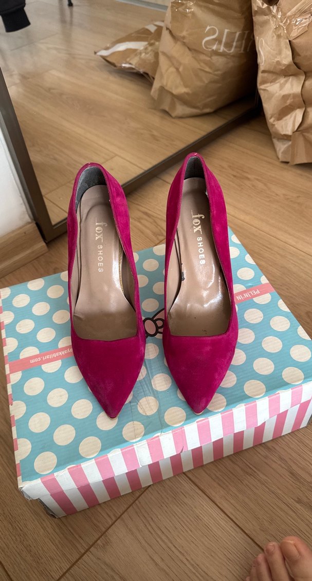 Pembe Süet Stiletto Kadın Ayakkabı - Görsel 5