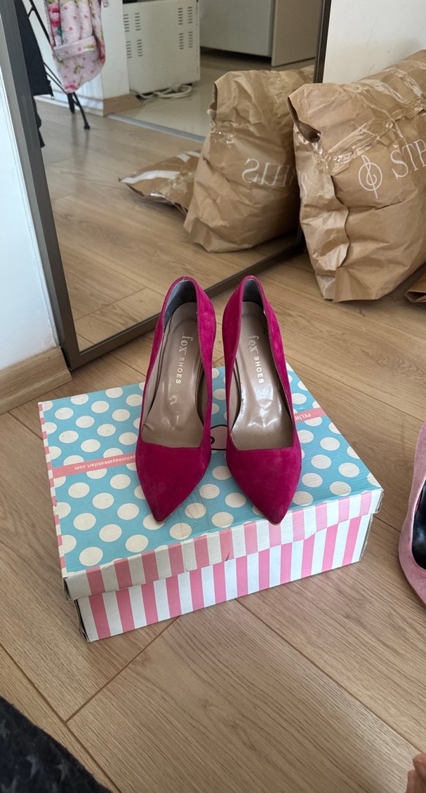 Pembe Süet Stiletto Kadın Ayakkabı - Görsel 4