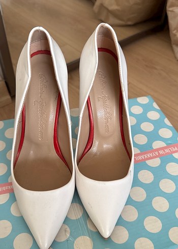 Beyaz mat deri  Topuklu Kadın Stiletto - Görsel 2
