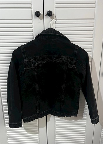 Siyah Düğmeli kız çocuk Kot Ceket - Görsel 2