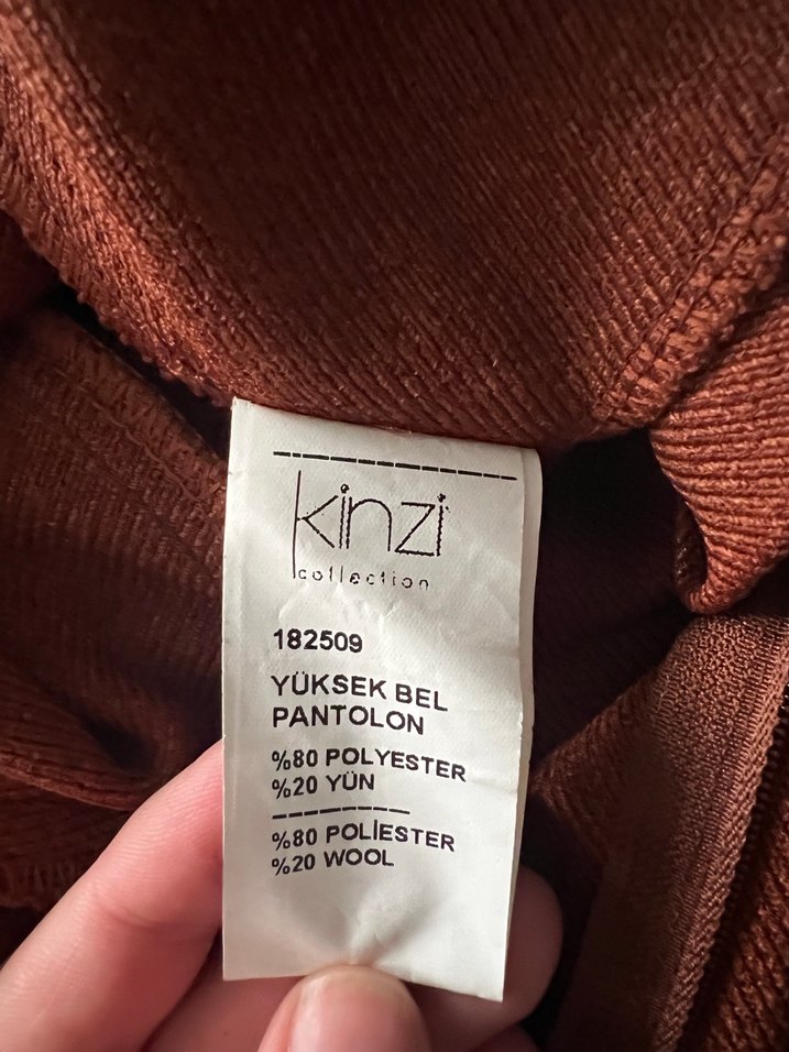 Kahverengi Düğmeli Kadın Kumaş Pantolon - Görsel 4