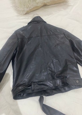 Siyah Deri Kemerli Biker Ceket marka temsili - Görsel 6