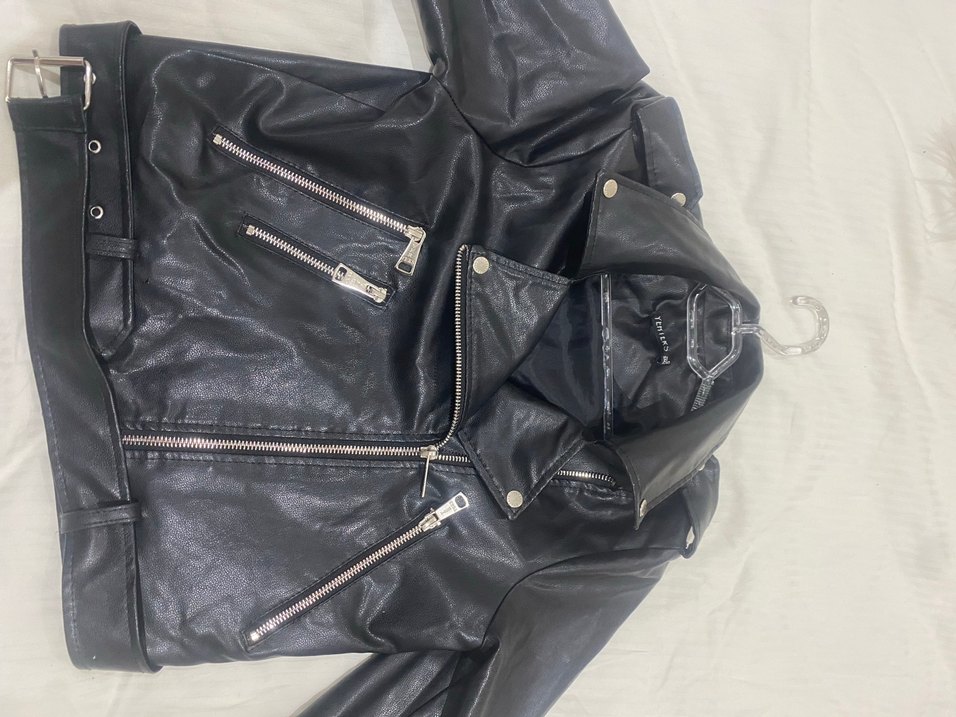 Siyah Deri Kemerli Biker Ceket marka temsili - Görsel 5