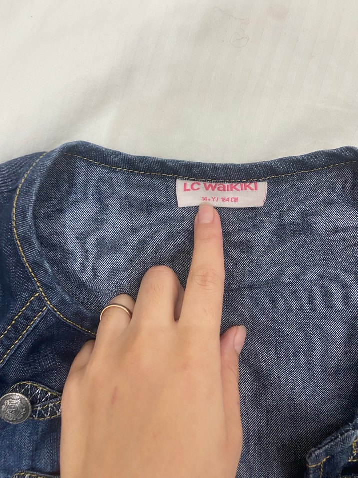 Düğmeli Kolsuz Mavi Kadın Denim yelek - Görsel 4