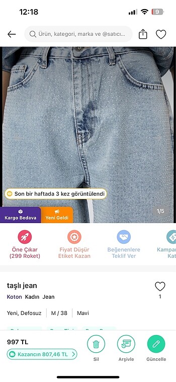 parlak taşlı jean