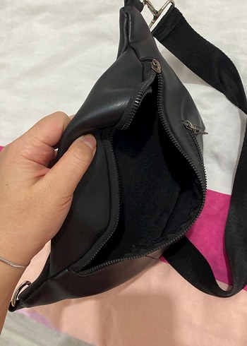 Beden siyah Renk Siyah Deri Kemerli Kadın Bel Çantası