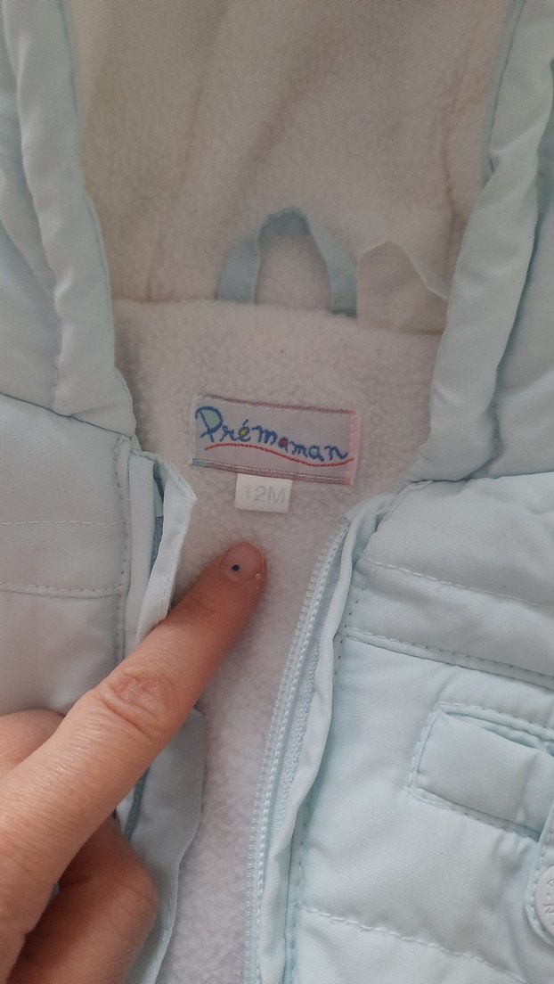 Mavi Nakışlı Bebek Montu - Görsel 2