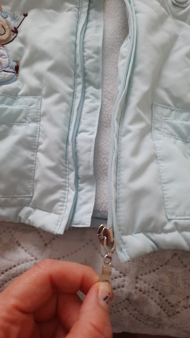 Mavi Nakışlı Bebek Montu - Görsel 5