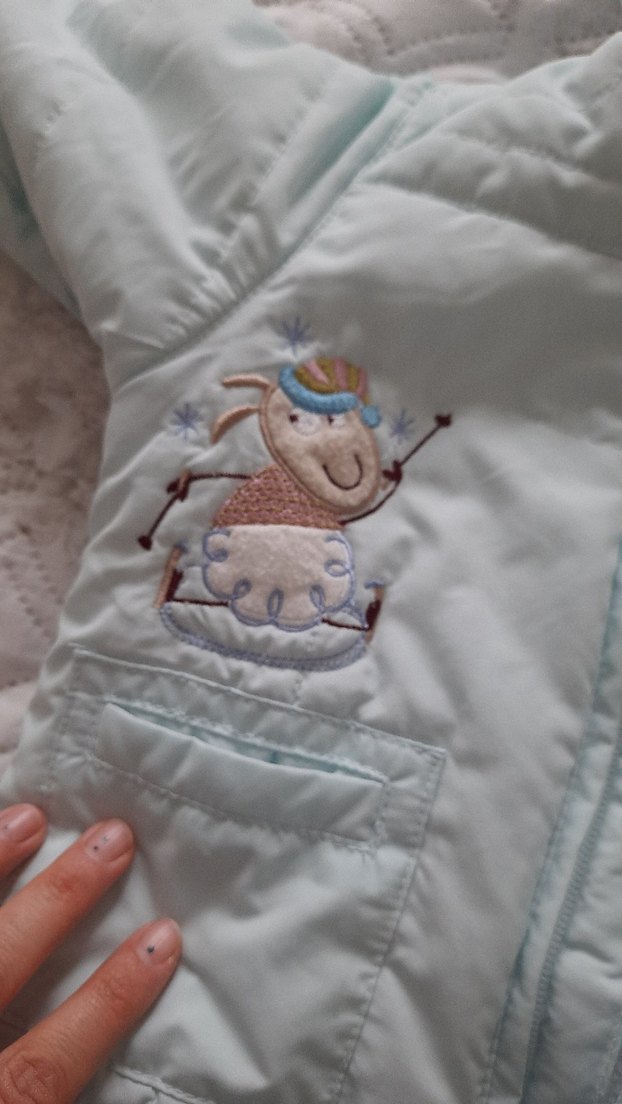 Mavi Nakışlı Bebek Montu - Görsel 3