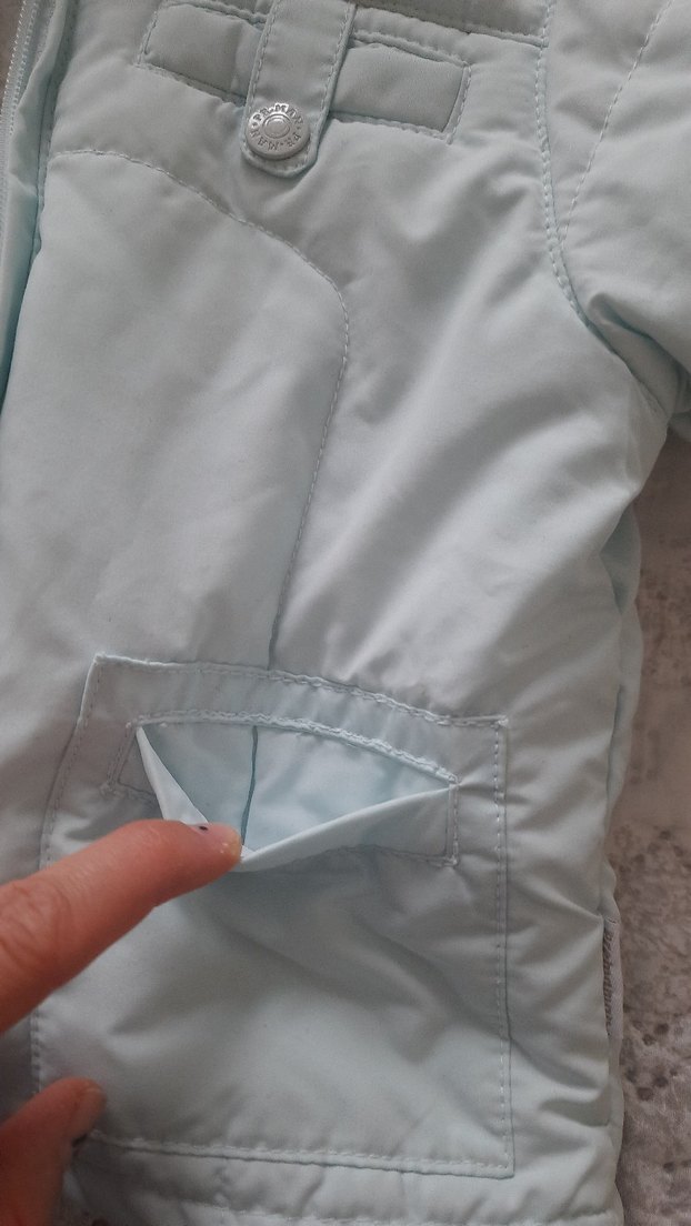 Mavi Nakışlı Bebek Montu - Görsel 4