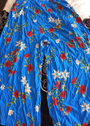 Mavi Desenli Bohem Uzun pantolon - Görsel 3