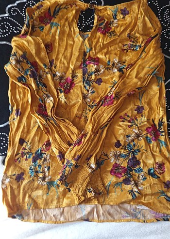 Sarı Desenli Bohem Uzun Kollu Bluz - Görsel 2