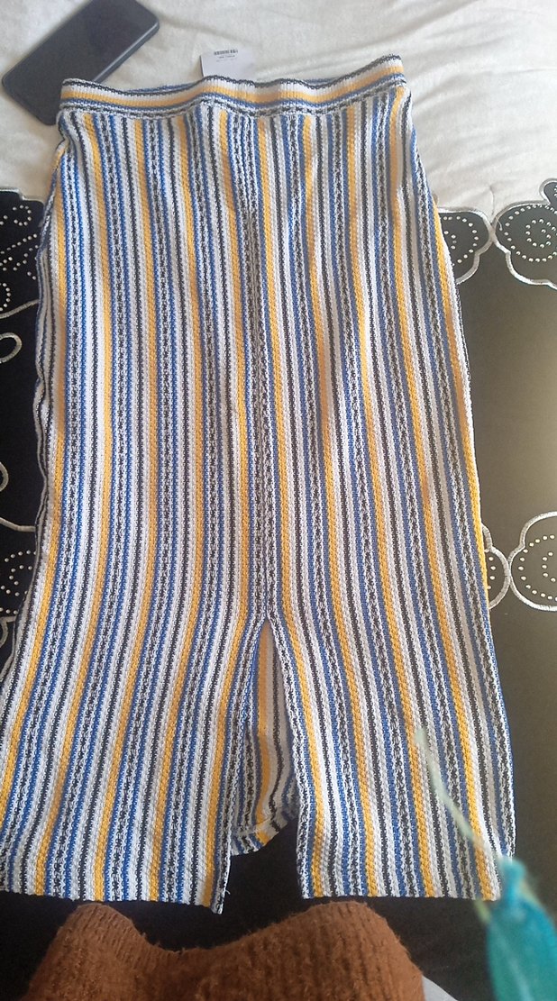 çizgili yırtmaçlı etek - Görsel 3