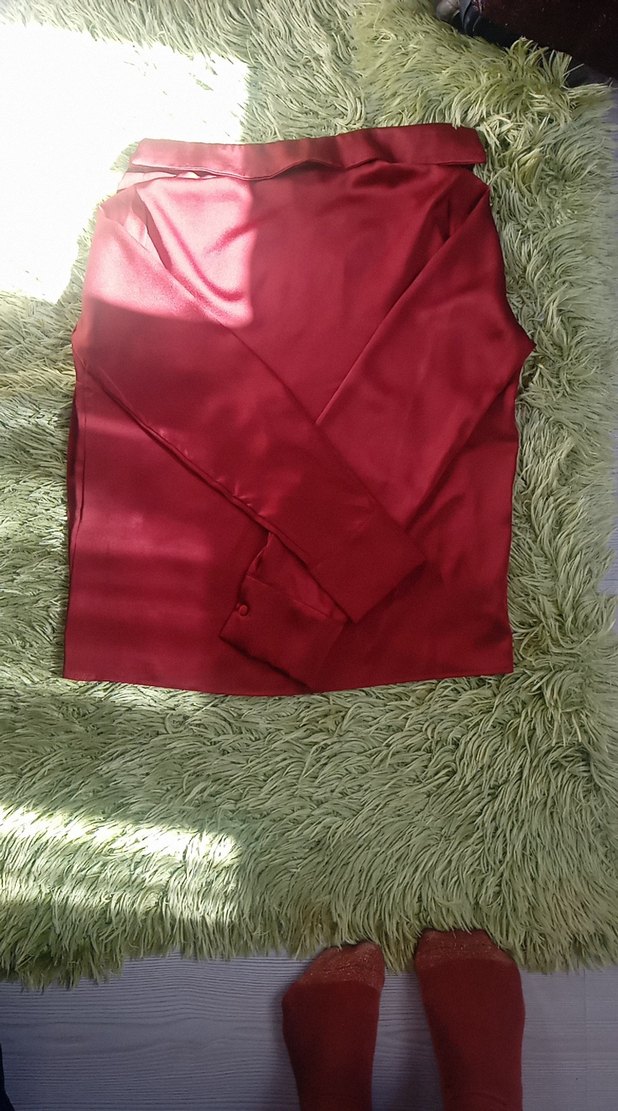 Bordo Saten Kadın Gömlek - Görsel 3