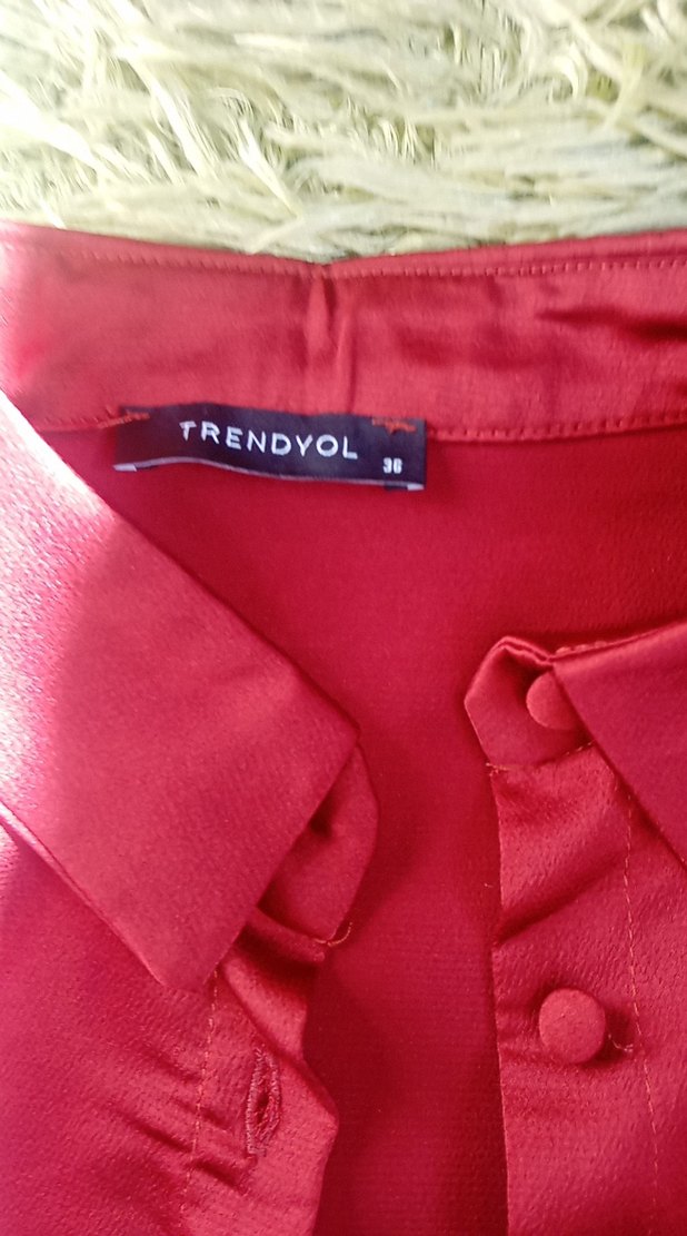 Bordo Saten Kadın Gömlek - Görsel 2