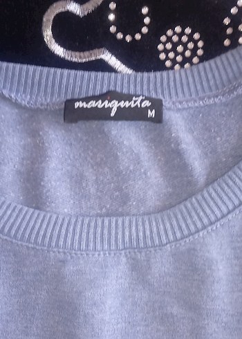 Gri Kadın boncuk süslemeli Pamuklu Uzun Kollu swith - Görsel 4