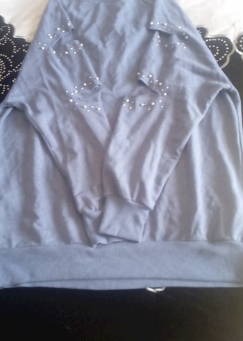 Gri Kadın boncuk süslemeli Pamuklu Uzun Kollu swith - Görsel 3