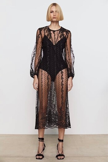 Pullu payetli dantel sequined