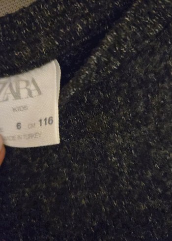 zara Nakışlı Gri Kız Çocuk Triko Kazak - Görsel 5