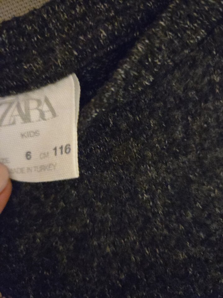 zara Nakışlı Gri Kız Çocuk Triko Kazak - Görsel 5