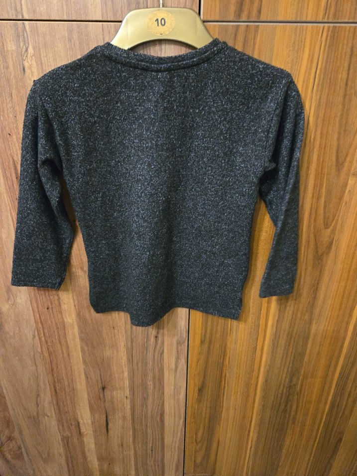 zara Nakışlı Gri Kız Çocuk Triko Kazak - Görsel 2