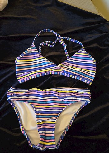 Renkli Çizgili Kız Bikini Takımı