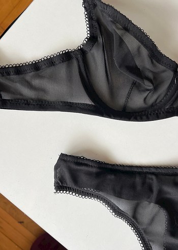 90B Balenli Siyah Gotik Midi Sütyen ve Külot Takımı - Görsel 2