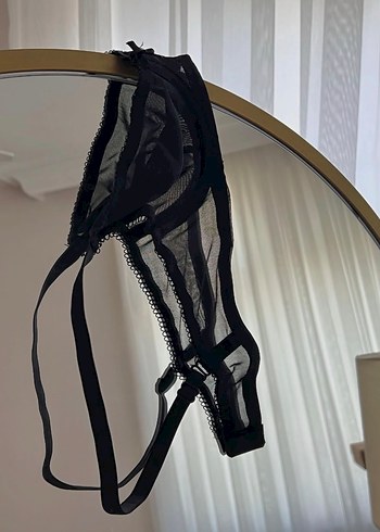 80B Balenli Siyah Gotik Parisian Midi Sütyen ve Külot Seti - Görsel 3