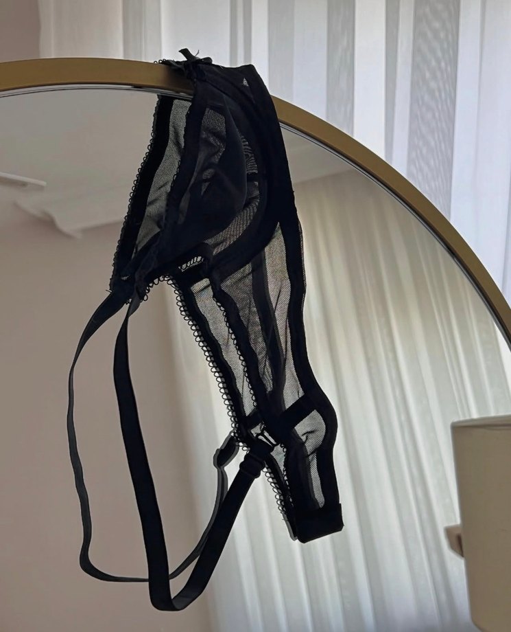 80B Balenli Siyah Gotik Parisian Midi Sütyen ve Külot Seti - Görsel 3