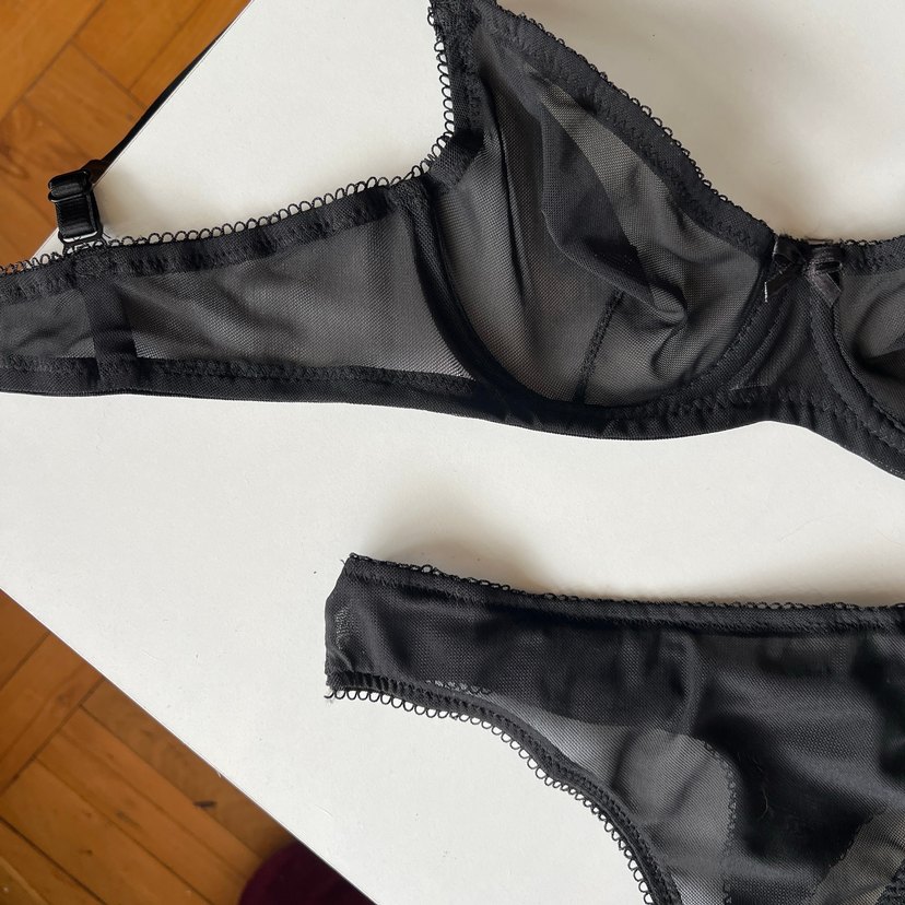 80B Balenli Siyah Gotik Parisian Midi Sütyen ve Külot Seti - Görsel 2