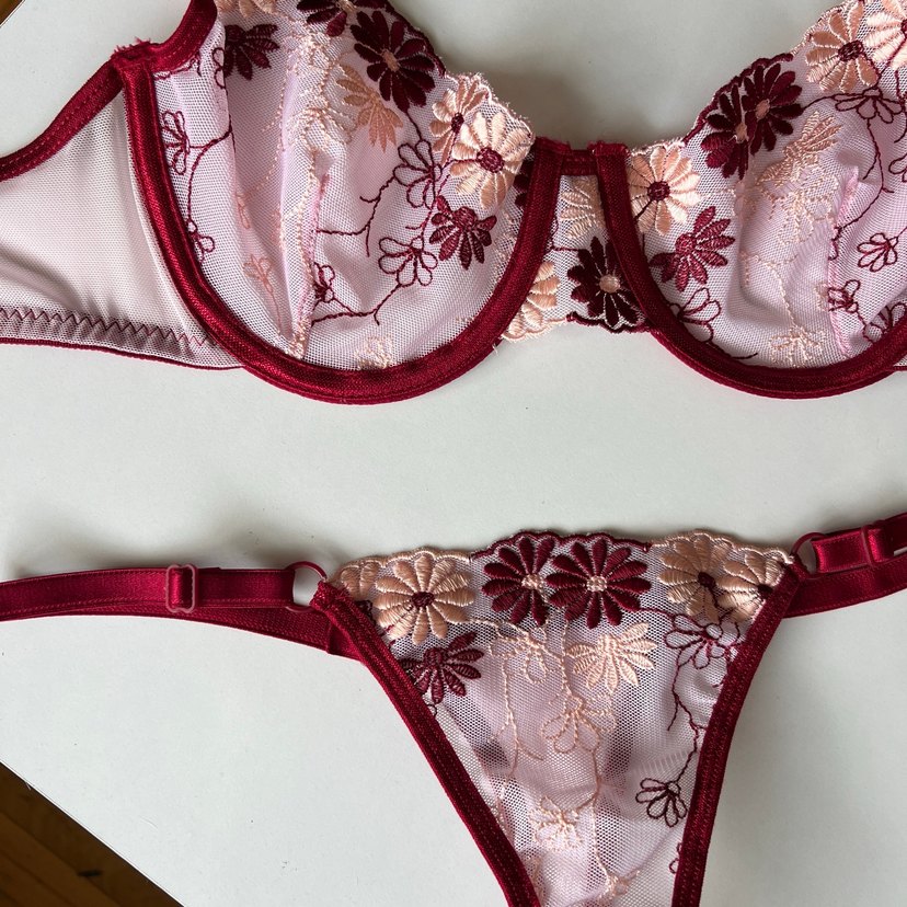 85B Balenli İşlemeli Bordo Bohem Sütyen - Görsel 3