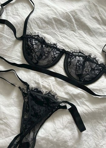 80B Balenli İşlemeli Siyah Mini Gotik Sütyen - Görsel 2
