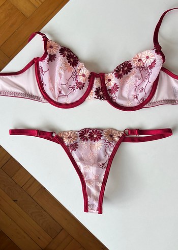 90B Balenli Bordo Nakışlı Bohem Büstiyer Sütyen - Görsel 2