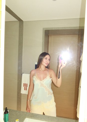 s Beden Zara Bebek Mavisi Saten üst