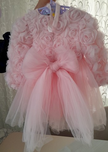 Pembe Kız Çocuk Fırfırlı Uzun Kollu Elbise - Görsel 2