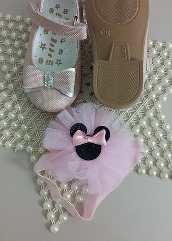 Kız Çocuk Pembe Fiyonklu Babet Ayakkabı - Görsel 3