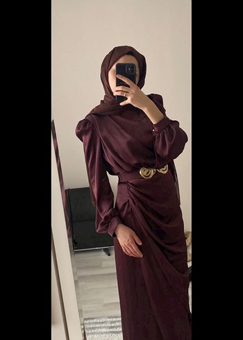 Abiye Bordo tesettür abiye