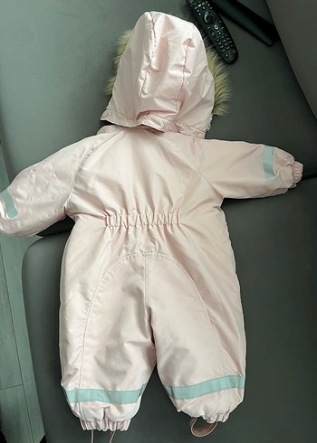 Kürklü Kapüşonlu Pembe Bebek Tulumu - Görsel 2